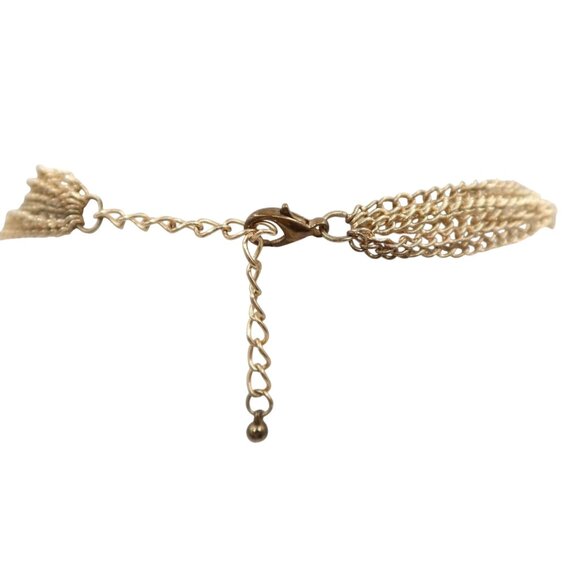 Chunky 3 Strand Curb Chain Necklace Gold Rose Gold & Silver Statement 24 Inches - Picture 5 of 7